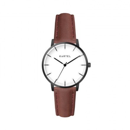 ISLA 34MM MAROON LEATHER STRAP WATCH