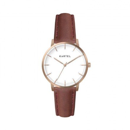 ISLA 34MM MAROON LEATHER STRAP WATCH