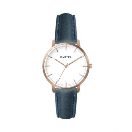 ISLA 34MM BLUE LEATHER STRAP WATCH