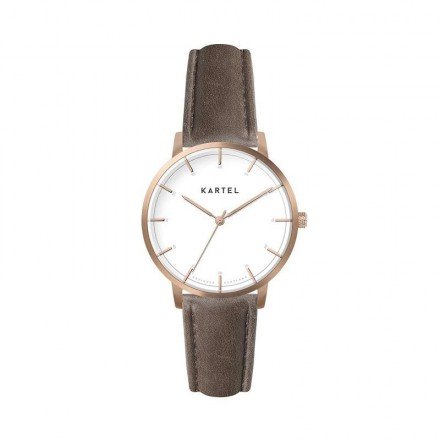 ISLA 34MM BROWN LEATHER STRAP WATCH