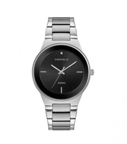 Caravelle Designed by Bulova Women's 43P110 Diamond Accent Black Dial Bracelet Watch