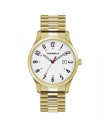 Caravelle Designed by Bulova Men's 44B117 Easy Reader Gold-Tone Stainless Expansion Bracelet Watch