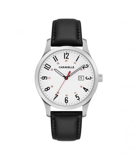 Caravelle Designed by Bulova Women's 43M118 Easy Reader Black Leather Strap Watch