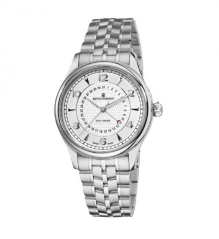Revue Thommen Men's 10012.2132 'Date Pointer' Silver Face Automatic Watch
