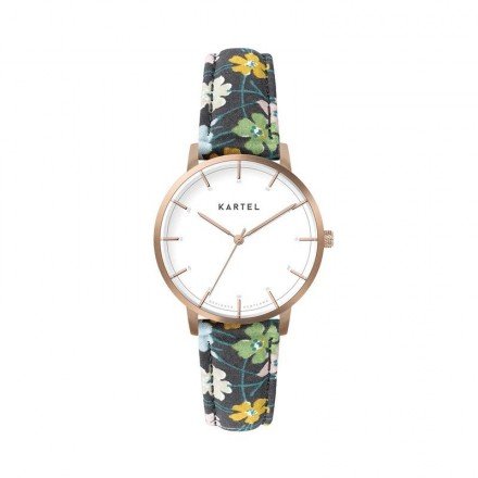 ISLA 34MM FLORAL FABRIC STRAP WATCH