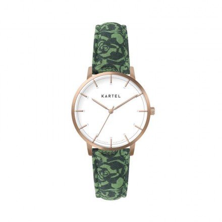 ISLA 34MM GREEN FABRIC STRAP WATCH