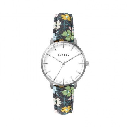 ISLA 34MM FLORAL FABRIC STRAP WATCH