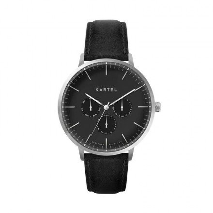 CUILLIN 43MM BLACK LEATHER STRAP WATCH