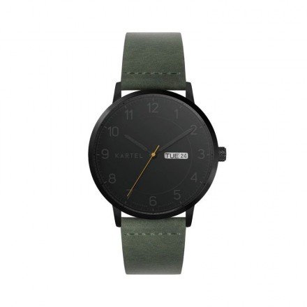 MORRIS 40MM GREEN LEATHER STRAP WATCH