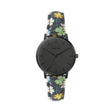 ISLA 34MM FLORAL FABRIC STRAP WATCH