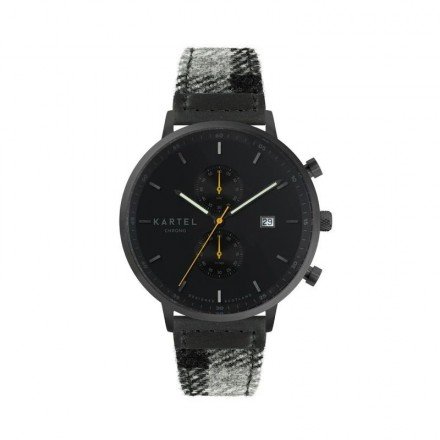 KNOYDART 43MM GREY TARTAN STRAP WATCH
