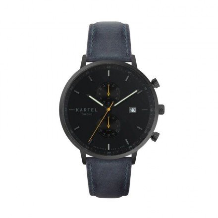 KNOYDART 43MM BLUE LEATHER STRAP WATCH
