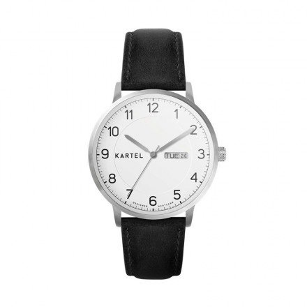 MORRIS 40MM BLACK LEATHER STRAP WATCH
