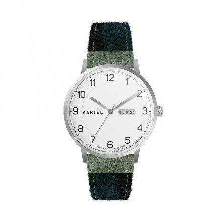 MORRIS 40MM BLUE TARTAN STRAP WATCH