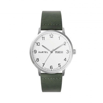 MORRIS 40MM GREEN LEATHER STRAP WATCH
