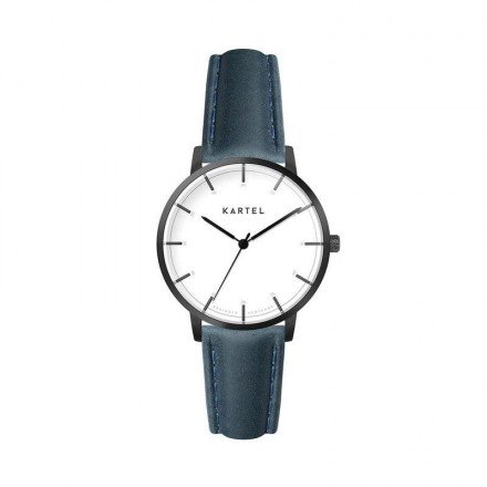 ISLA 34MM BLUE LEATHER STRAP WATCH