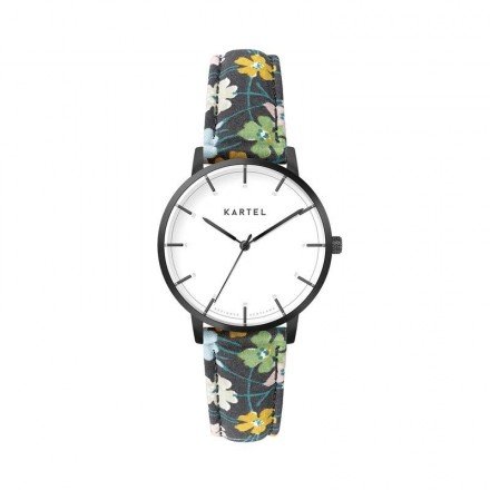 ISLA 34MM FLORAL FABRIC STRAP WATCH