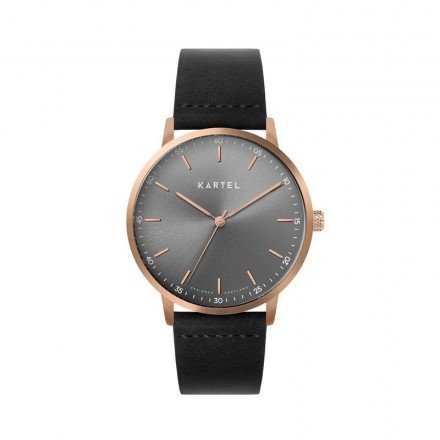 HUME 40MM BLACK LEATHER STRAP WATCH