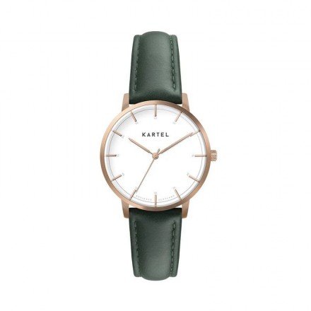 ISLA 34MM GREEN LEATHER STRAP WATCH