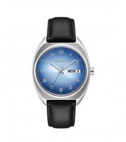 Caravelle by Bulova Mens 43C119 Retro Stainless Blue Dial Black Leather Strap Watch