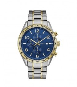 Caravelle by Bulova Mens 45B152 Two-Tone Stainless Chrono Blue Dial Bracelet Watch