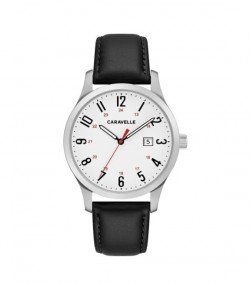 Caravelle Designed by Bulova Women's 43M118 Easy Reader Black Leather Strap Watch