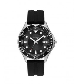 Caravelle Designed by Bulova Men's 43B154 Black Dial Black Silicone Strap Sport Watch