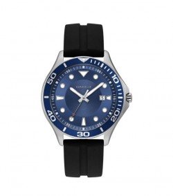 Caravelle Designed by Bulova Men's 43B155 Blue Dial Black Silicone Strap Sport Watch
