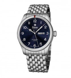 Tutima Men's 6102-6 'Grand Flieger' Blue Dial Stainless Steel Date Day German Mechanical Automatic Watch