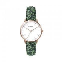 ISLA 34MM GREEN FABRIC STRAP WATCH