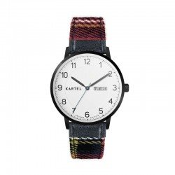 MORRIS 40MM RED TARTAN STRAP WATCH