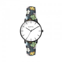 ISLA 34MM FLORAL FABRIC STRAP WATCH