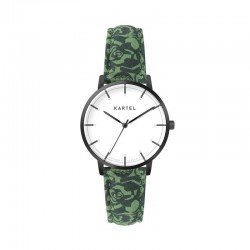ISLA 34MM GREEN FABRIC STRAP WATCH