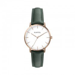 ISLA 34MM GREEN LEATHER STRAP WATCH