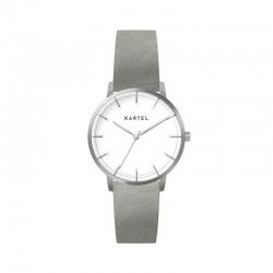 ISLA 34MM GREY LEATHER STRAP WATCH