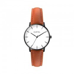 ISLA 34MM ORANGE LEATHER STRAP WATCH