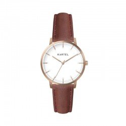 ISLA 34MM MAROON LEATHER STRAP WATCH