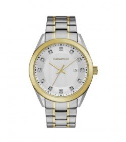 Caravelle by Bulova Mens 45B154 Two-Tone Stainless Crystal Accent Bracelet Watch