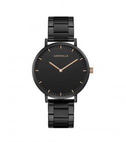 Caravelle by Bulova Mens 45A145 Black IP Stainless Bracelet Watch