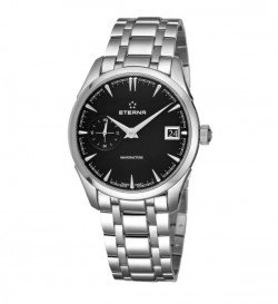 Eterna Men's 7682.41.40.1700 'Heritage' Black Dial Stainless Steel Small Seconds Automatic Swiss Made Watch