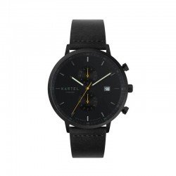 KNOYDART 43MM BLACK LEATHER STRAP WATCH