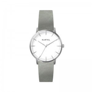 ISLA 34MM GREY LEATHER STRAP WATCH