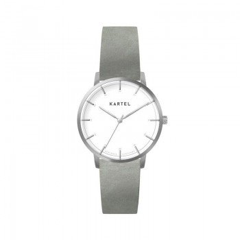 ISLA 34MM GREY LEATHER STRAP WATCH